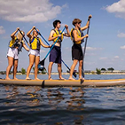 Kids on a paddleboard
